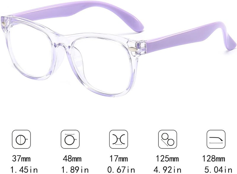 FANNYGO Store 2 Pack kids Blue Light Blocking Glasses For Girls And Boys Computer Blue Light Blocking Glasses For Age 3-11 (Light purple + Light pink) - Image 5